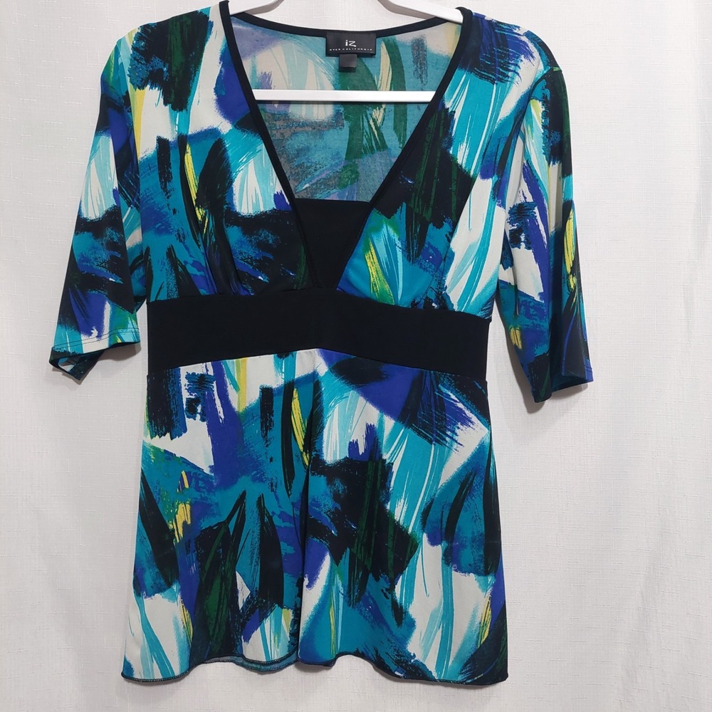 Vintage IZ Byer California  Womens X L  Blouse Stretch 90s/Y2K Funky Print USA
